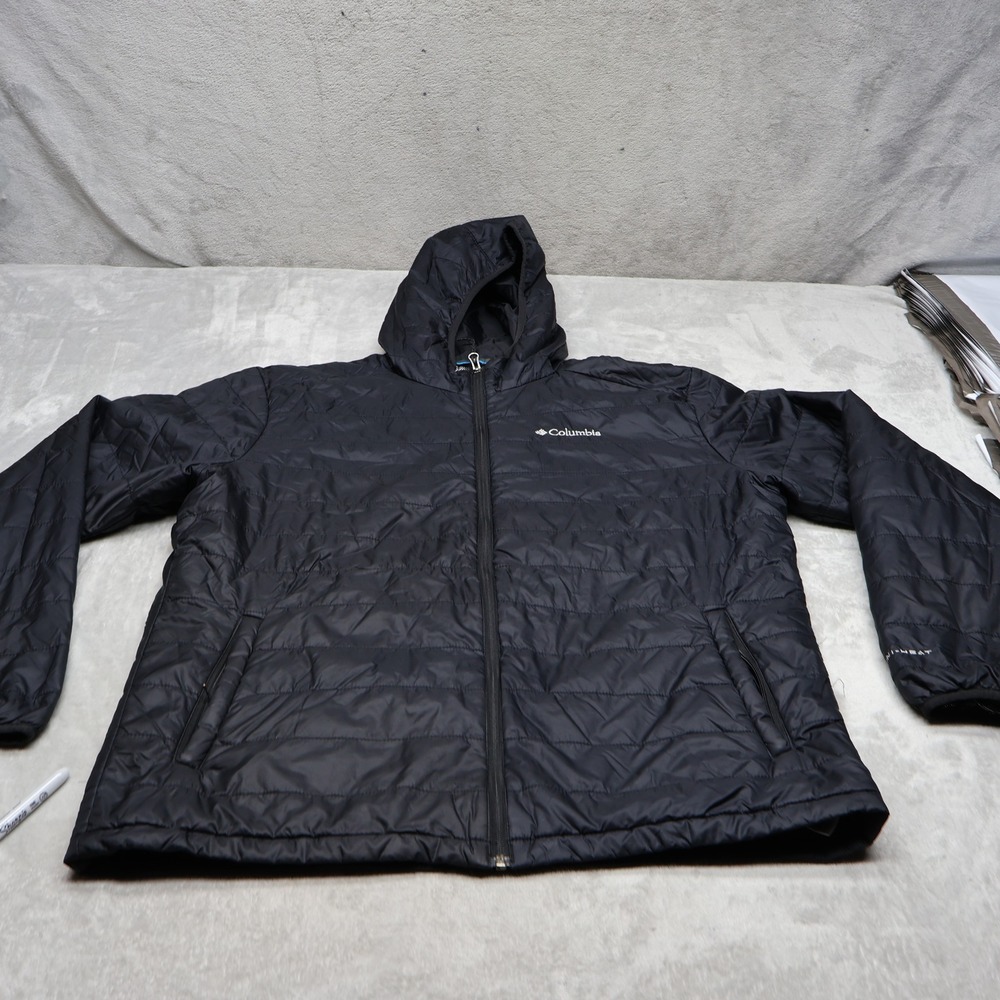 Columbia Jacket Mens Large Black Insulated Omni-Heat Light Pack Quilted Puffer
